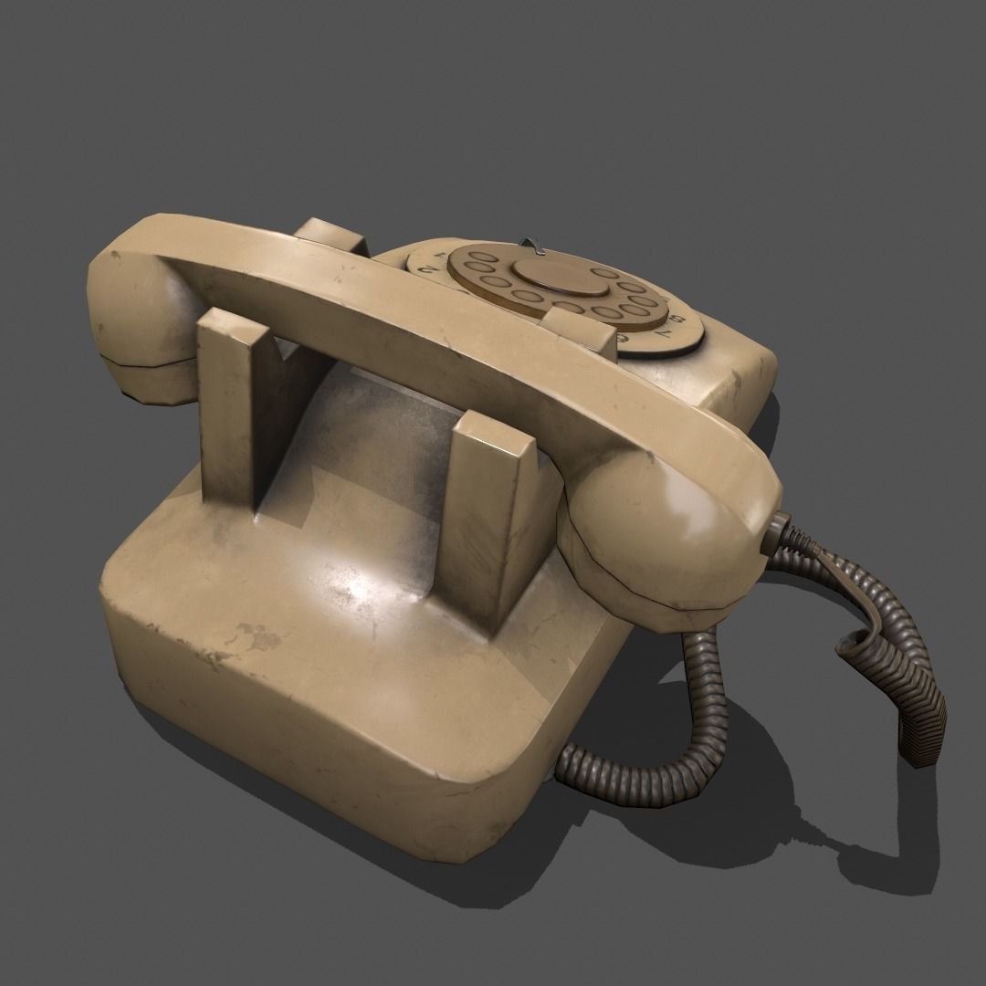 Lowpoly Pbr Vintage Phone Low-poly 3D model_5