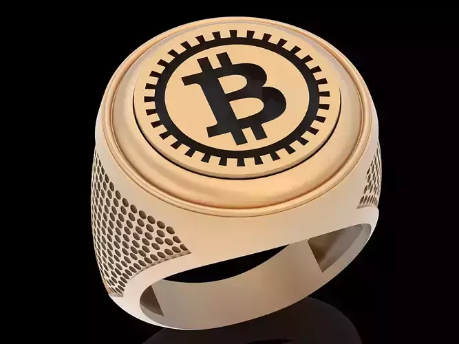 Bitcoin ring sterling gold printable jewelry 3D model