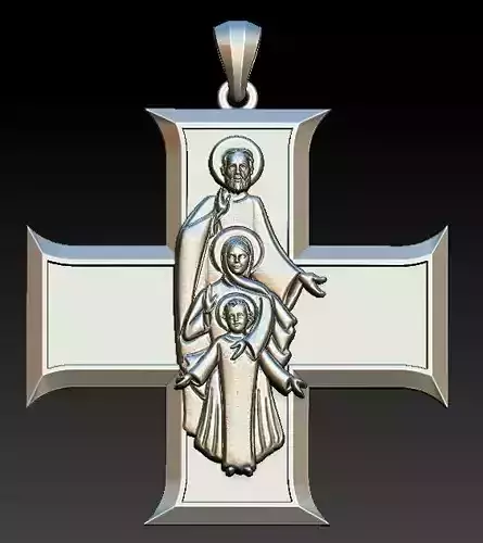 Holy Family Cross Pendant - Sagrada familia 3D print model