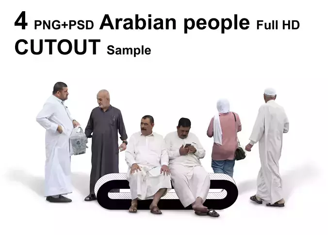 4 PNG and PSD Arabian people Full HD CUTOUT Sample Free 3D model