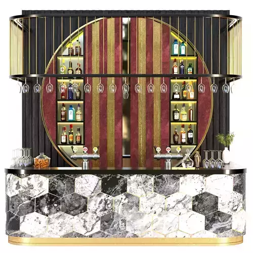 Design - project of a restaurant with a bar counter 3D model