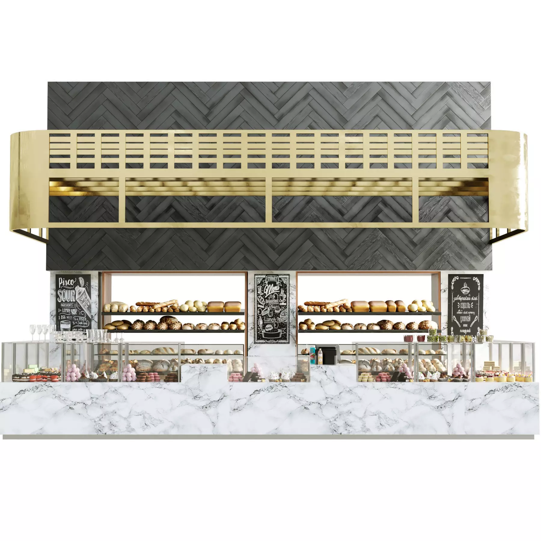 Big cafe with desserts and pastries 3D model_0