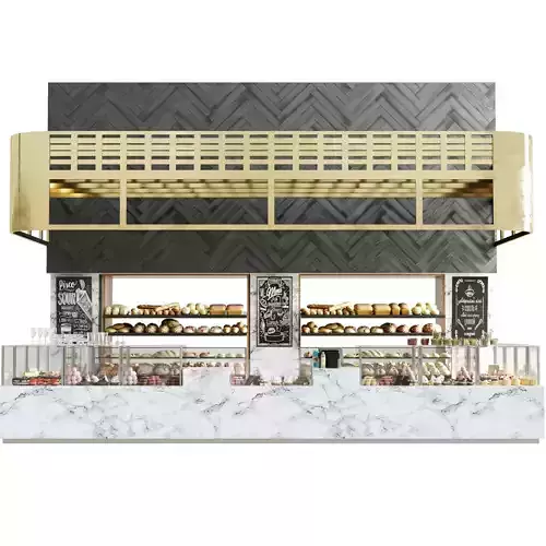 Big cafe with desserts and pastries 3D model