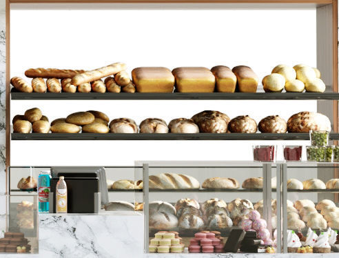 Big cafe with desserts and pastries 3D model_3