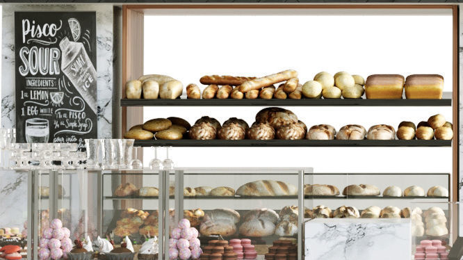 Big cafe with desserts and pastries 3D model_2