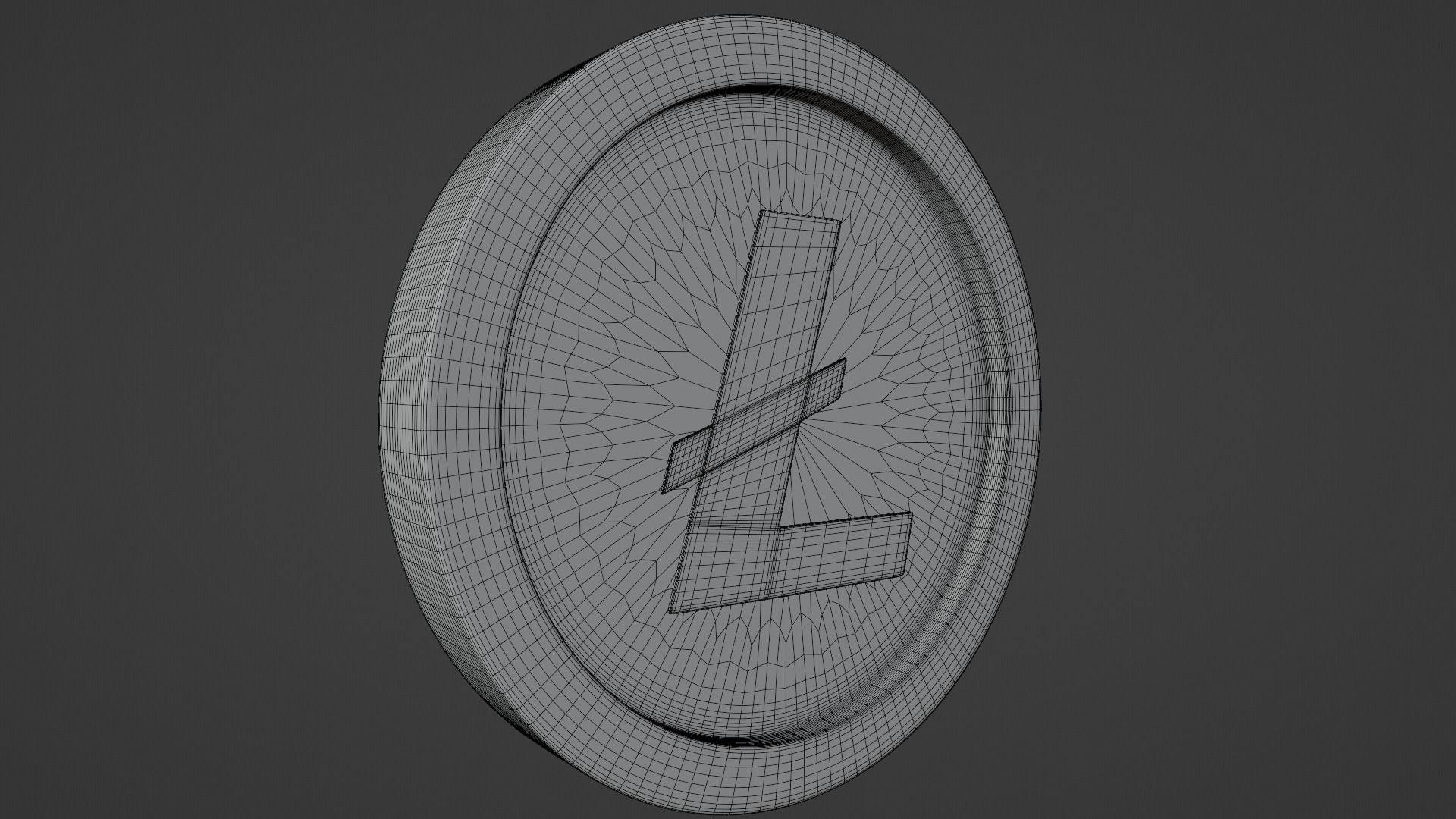 Litecoin coin with letter l Low-poly 3D model_5
