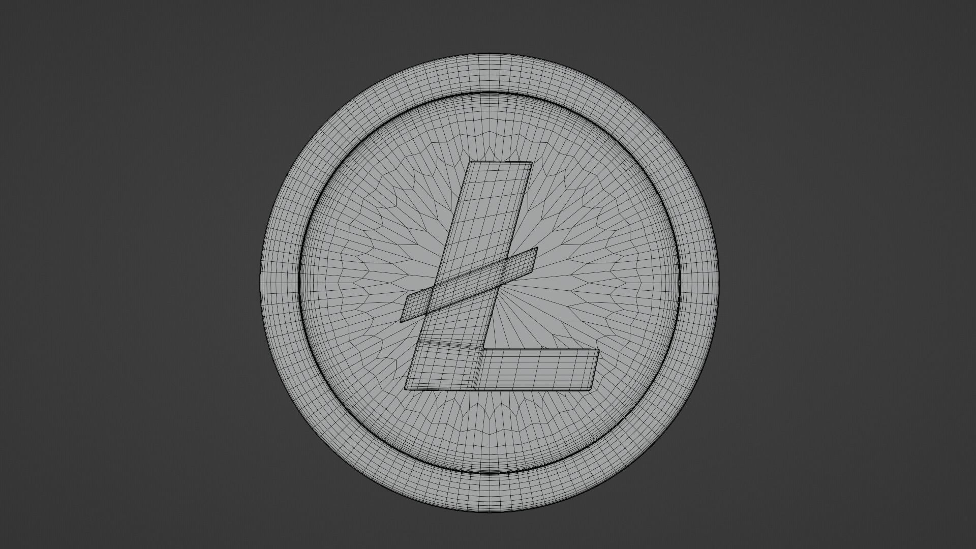 Litecoin coin with letter l Low-poly 3D model_2