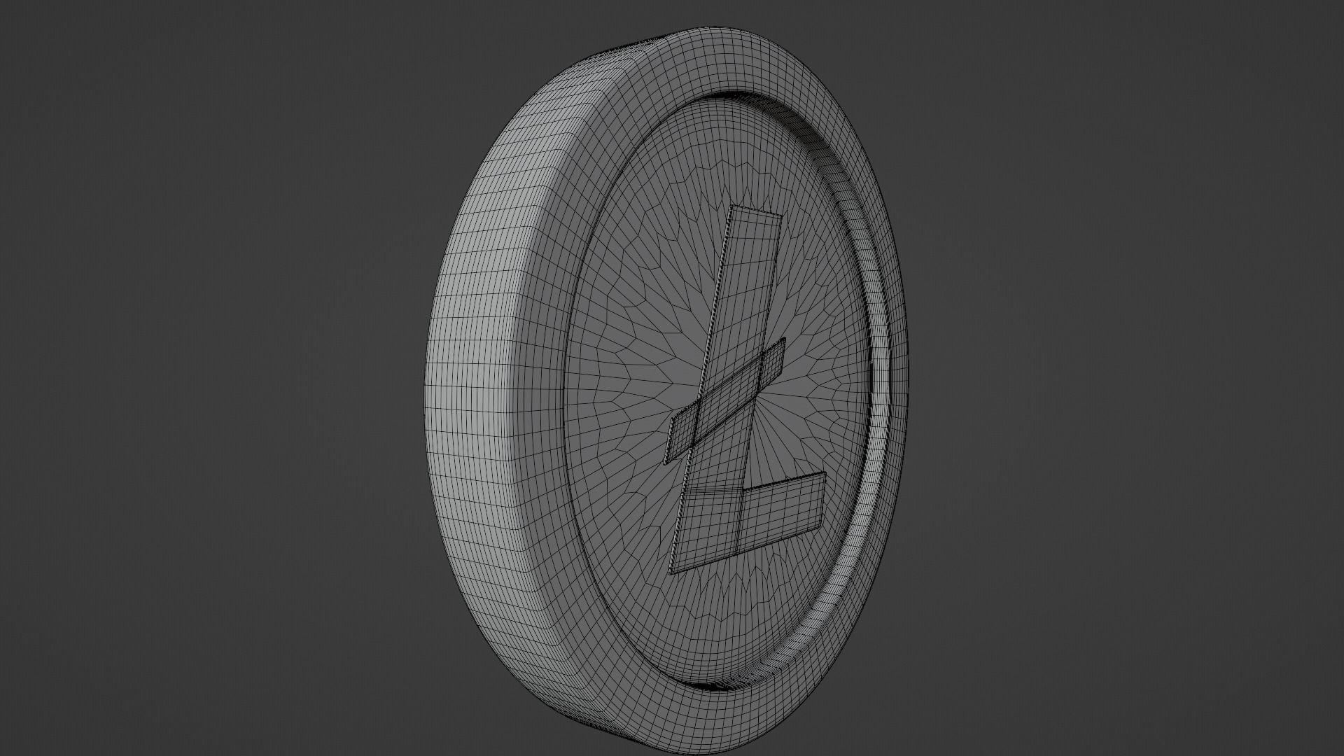 Litecoin coin with letter l Low-poly 3D model_6