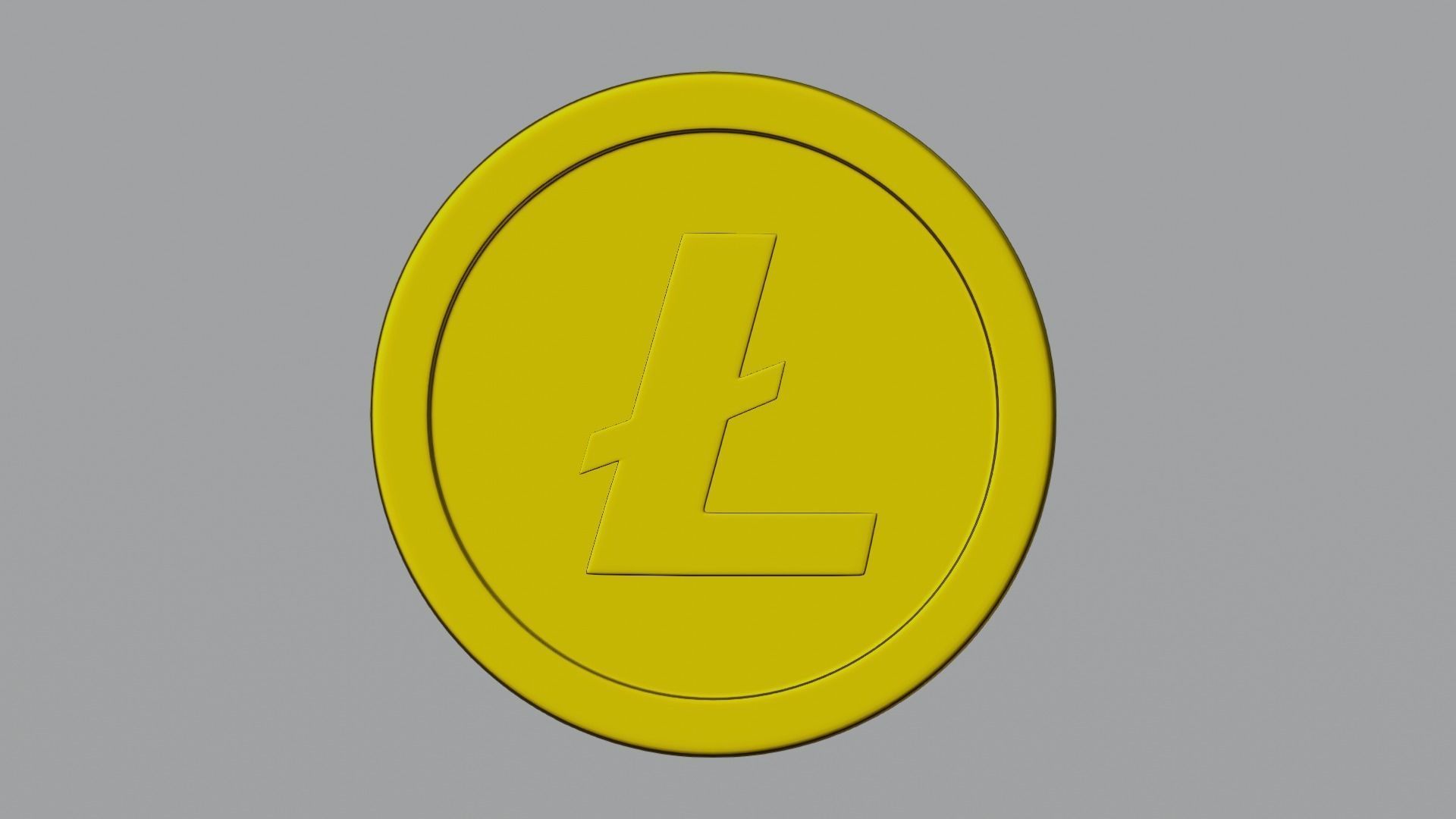 Litecoin coin with letter l Low-poly 3D model_1