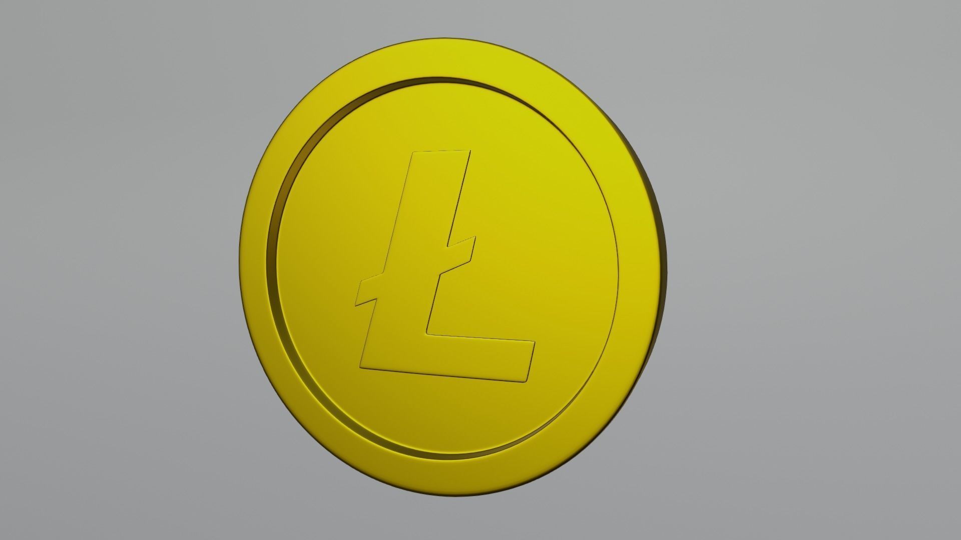 Litecoin coin with letter l Low-poly 3D model_3