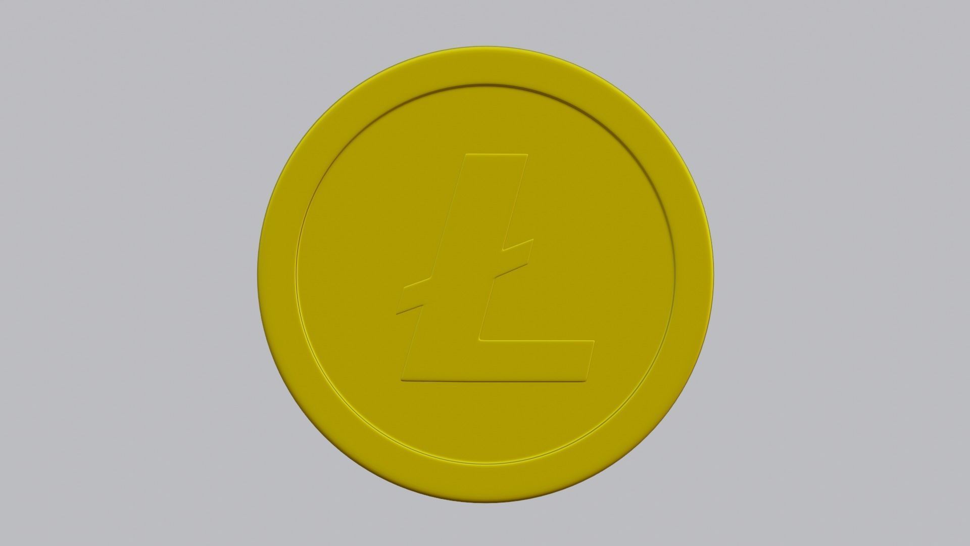 Litecoin coin with letter l Low-poly 3D model_8