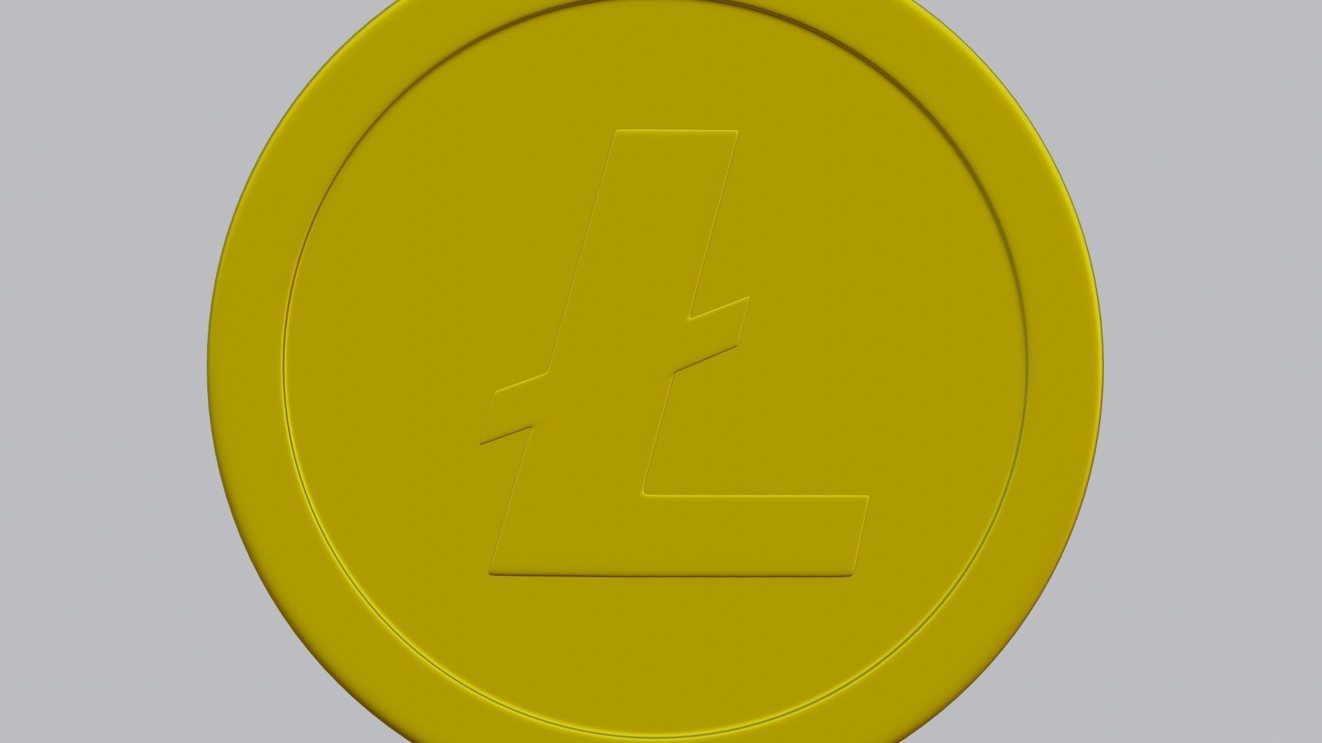 Litecoin coin with letter l Low-poly 3D model_4