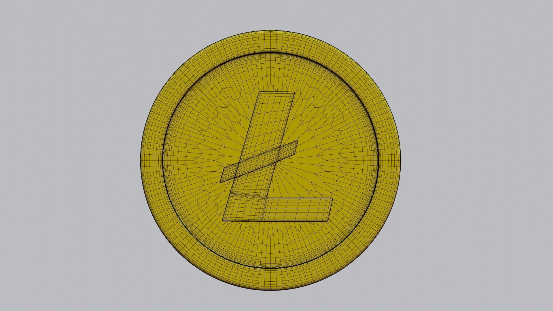 Litecoin coin with letter l Low-poly 3D model_11
