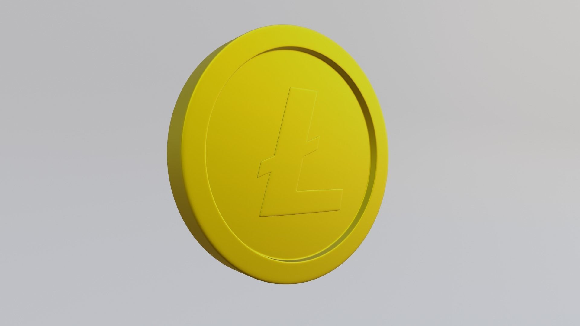 Litecoin coin with letter l Low-poly 3D model_7