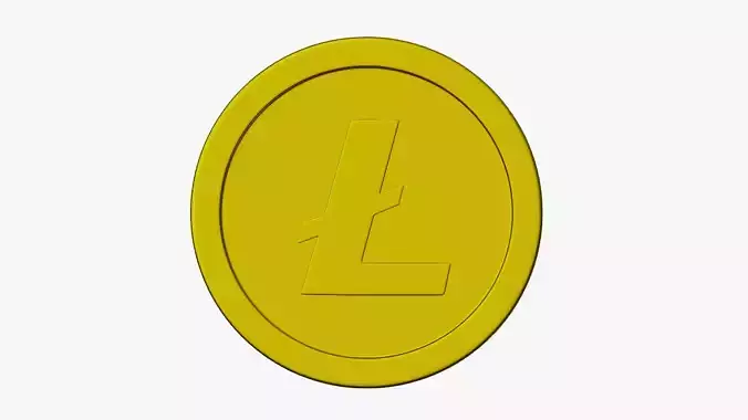 Litecoin coin with letter l Low-poly 3D model