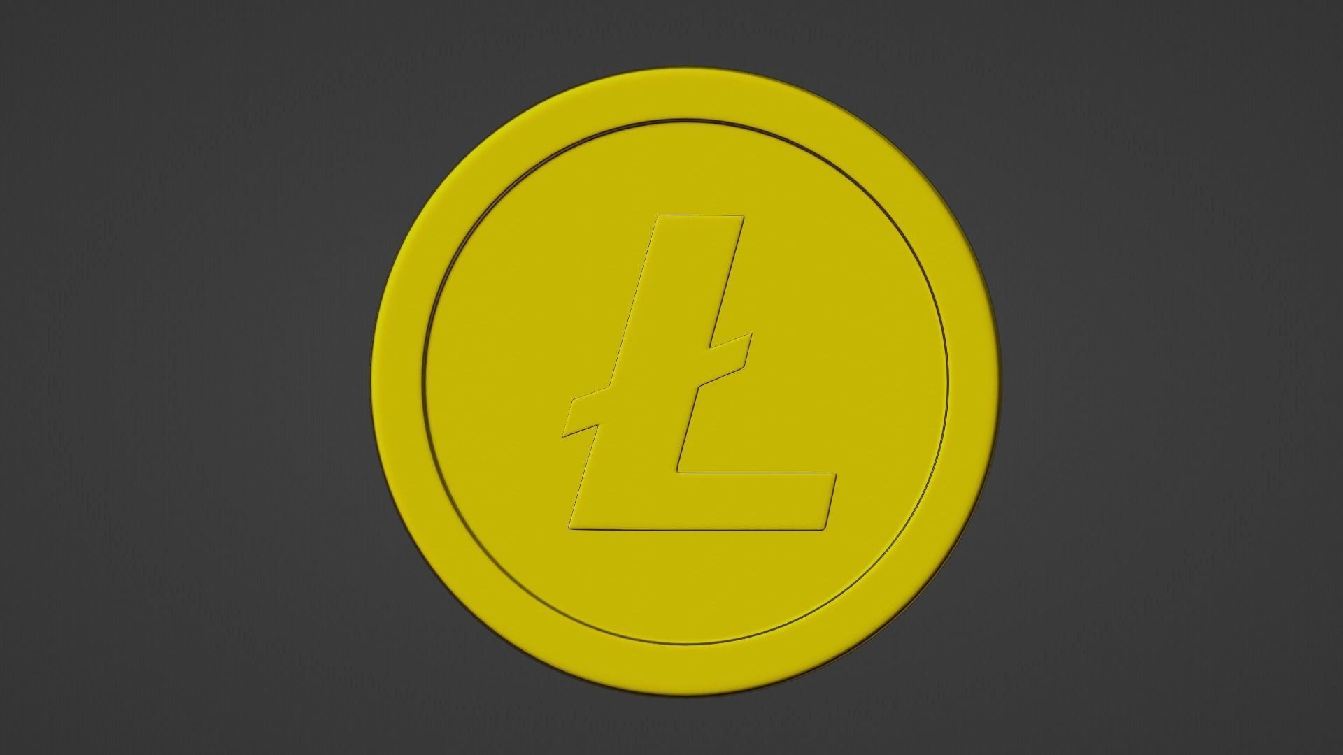 Litecoin coin with letter l Low-poly 3D model_10