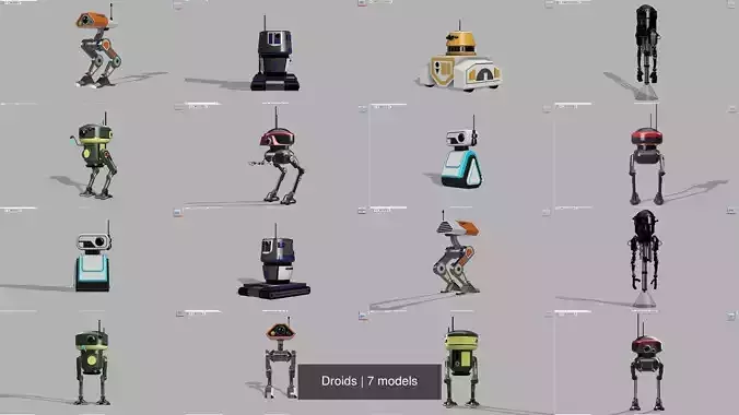 Droids star wars robot 3D Model Collection