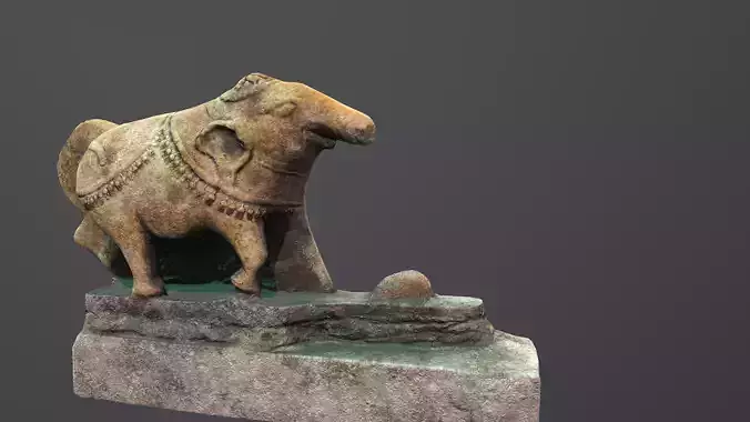 Broken Elephant Stone statue part of  Statue Chariot Hampi Low-poly 3D model