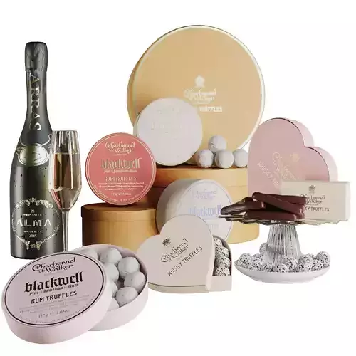 Gift set of sweets and collectible sparkling wine