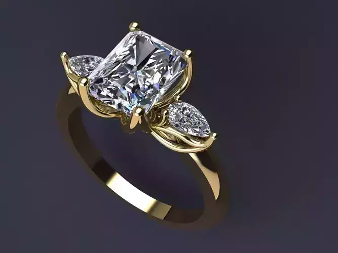 Emerald and pear shape ring