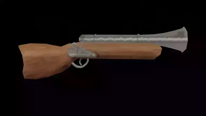 Blunderbuss wooden gun Free low-poly 3D model