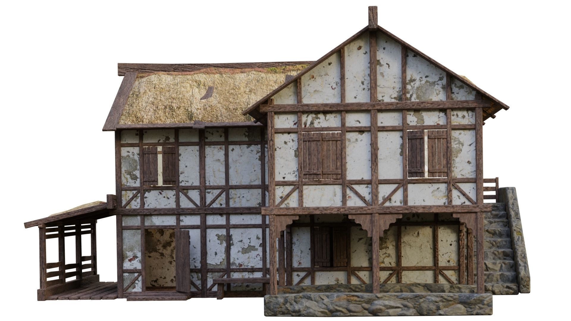 Medieval House 06 PBR 4K GameReady Low-poly 3D model_2