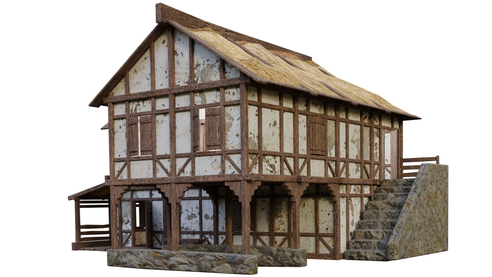 Medieval House 06 PBR 4K GameReady Low-poly 3D model_5