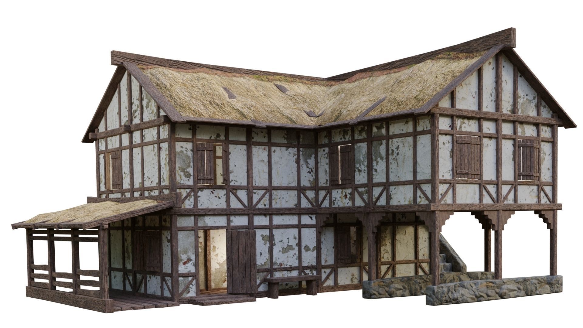 Medieval House 06 PBR 4K GameReady Low-poly 3D model_1