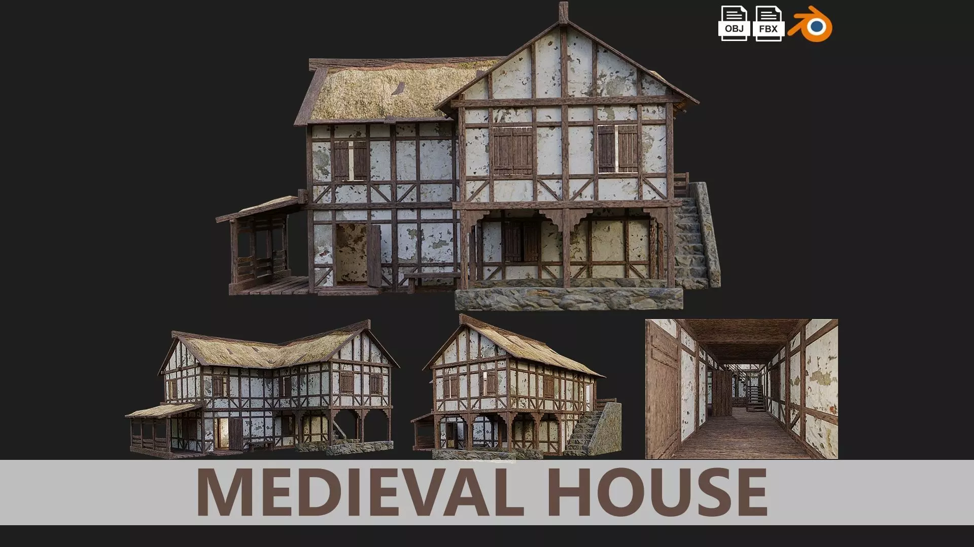 Medieval House 06 PBR 4K GameReady Low-poly 3D model_0