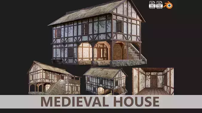 Medieval House 08 PBR 4K GameReady Low-poly 3D model