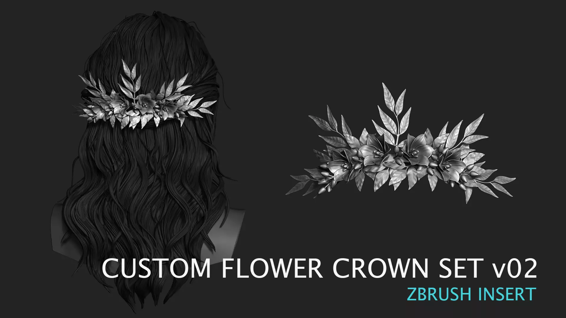 Flower Crown Insert Brush Set 3D model