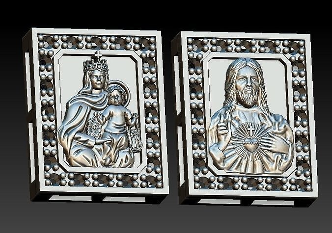 Scapular Christ and Mary with Galery - Escapulario Galeria 3D print model