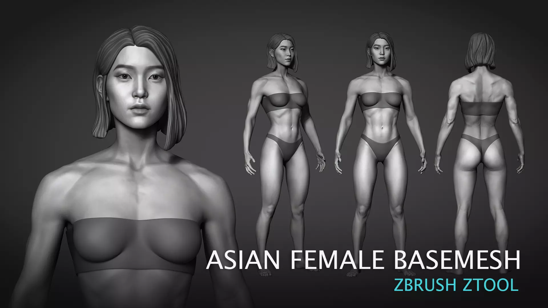 Fit Asian female Base mesh 3D model_0