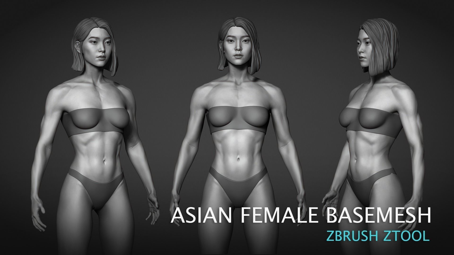Fit Asian female Base mesh 3D model_1