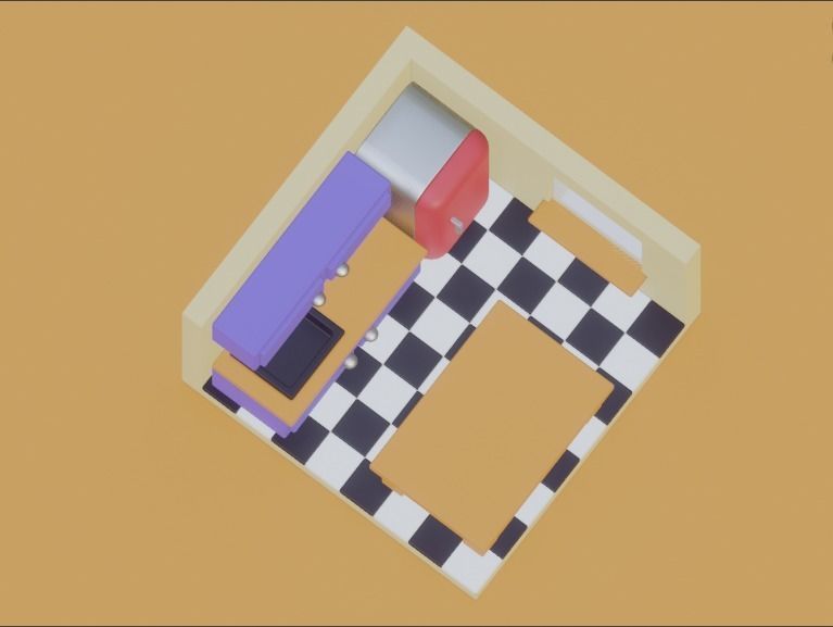 Isometric Kitchen Low-poly 3D model_6