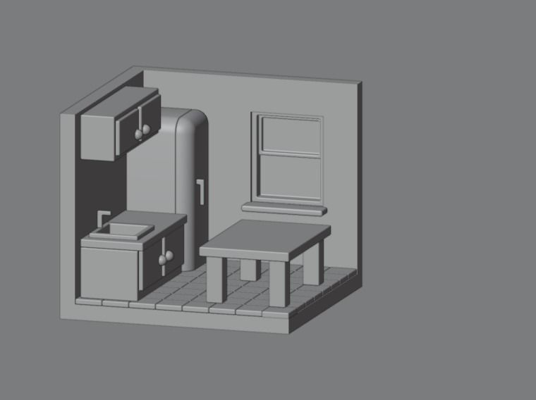 Isometric Kitchen Low-poly 3D model_8