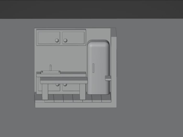 Isometric Kitchen Low-poly 3D model_9