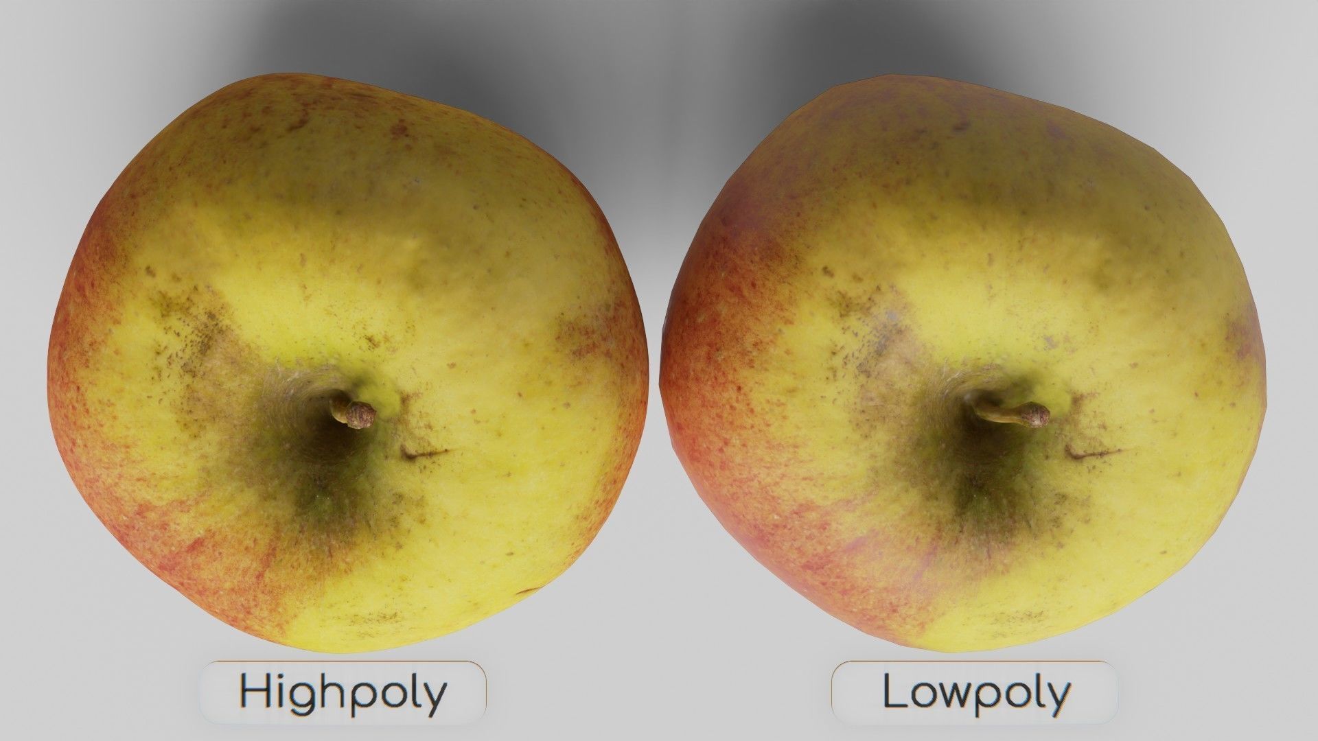 Apple 02 - Highpoly and Lowpoly model Low-poly 3D model_3