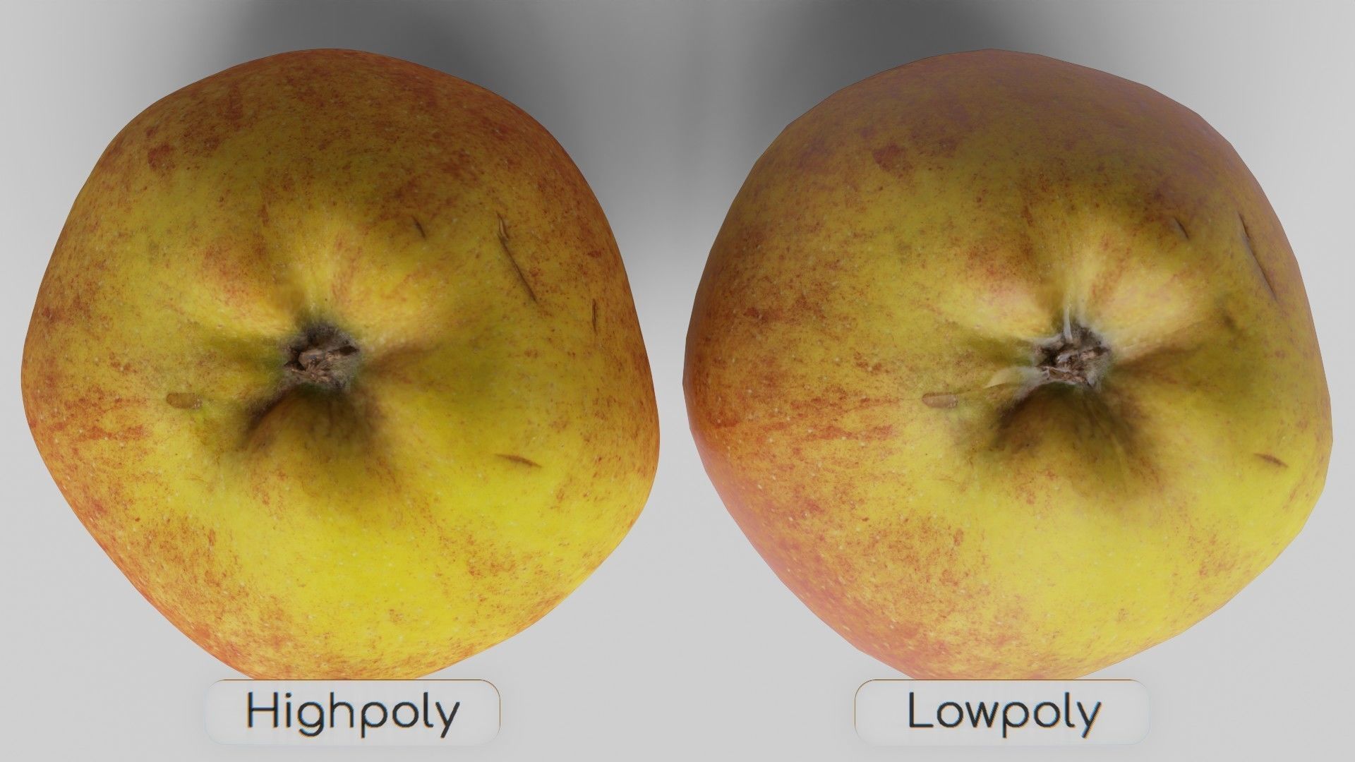 Apple 02 - Highpoly and Lowpoly model Low-poly 3D model_7