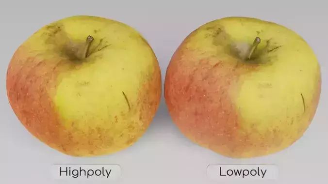 Apple 02 - Highpoly and Lowpoly model