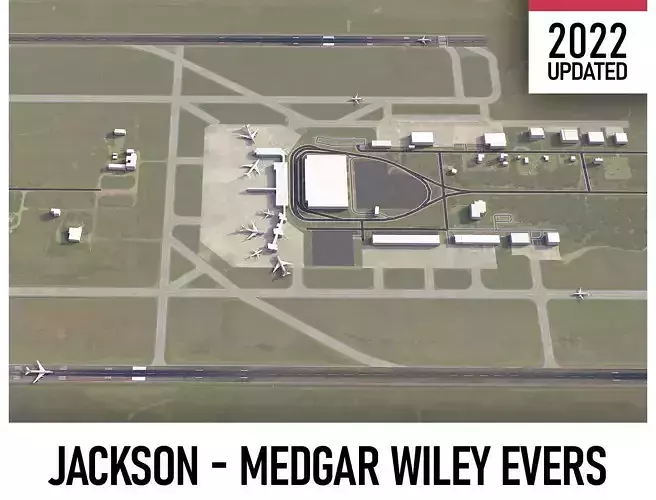 Jackson - Medgar Wiley Evers Airport Low-poly 3D model