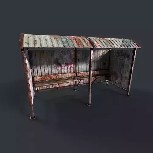 Old Bus Stop Low-poly 3D model