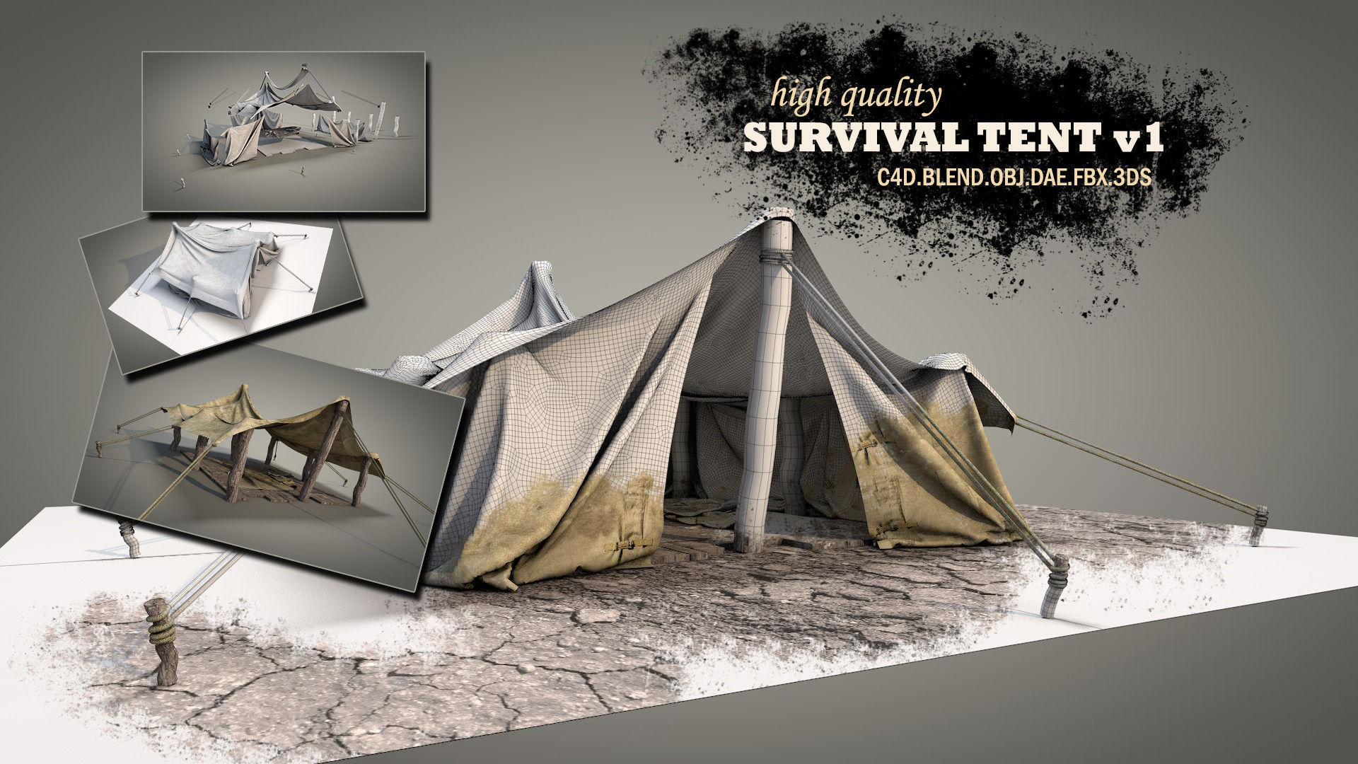 Survival Tent v1 3D model_1