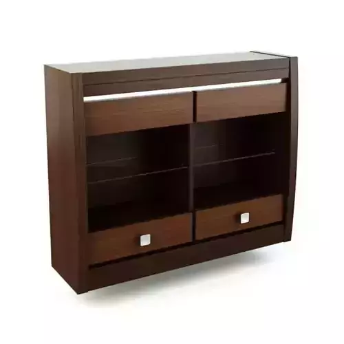 Brown Wood And Glass Entertainment Center Shelves