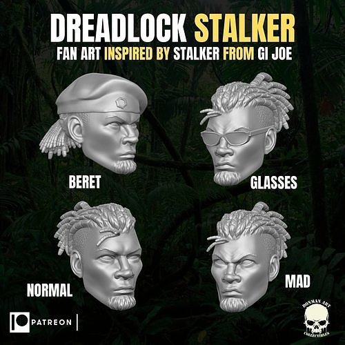 Dreadlock Stalker Head for Action Figures 3D print model