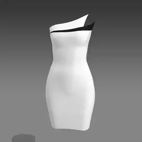 DRESS BLACK AND WHITE STRAPLESS ASYMETRIC LOOK