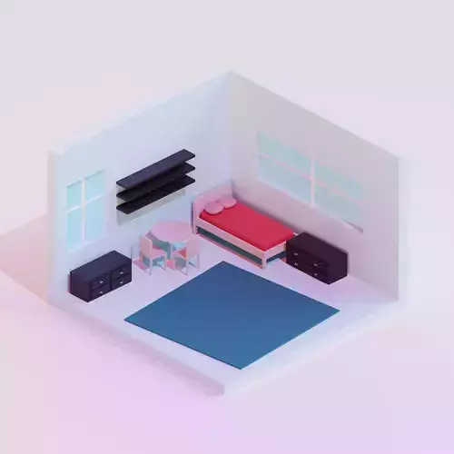 interior room with bed and desk