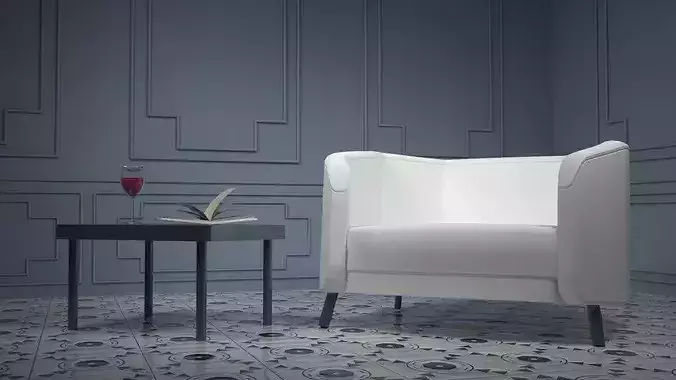 Reading corner with big armchair 3D model 3