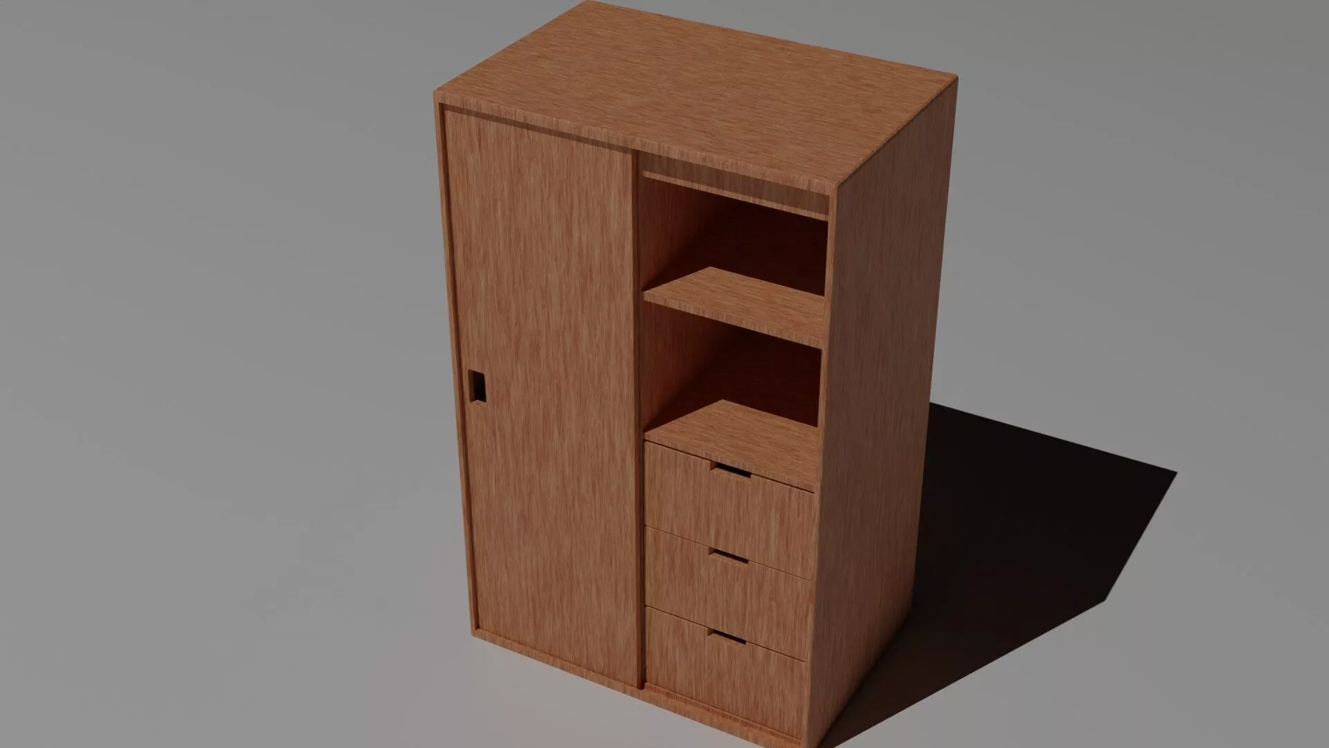 Closet dresser with movable parts Low-poly 3D model
