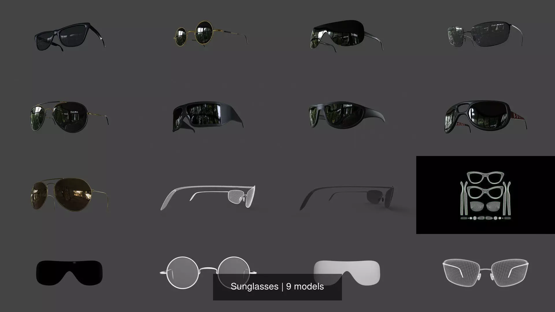 Sunglasses 3D Model Collection_0